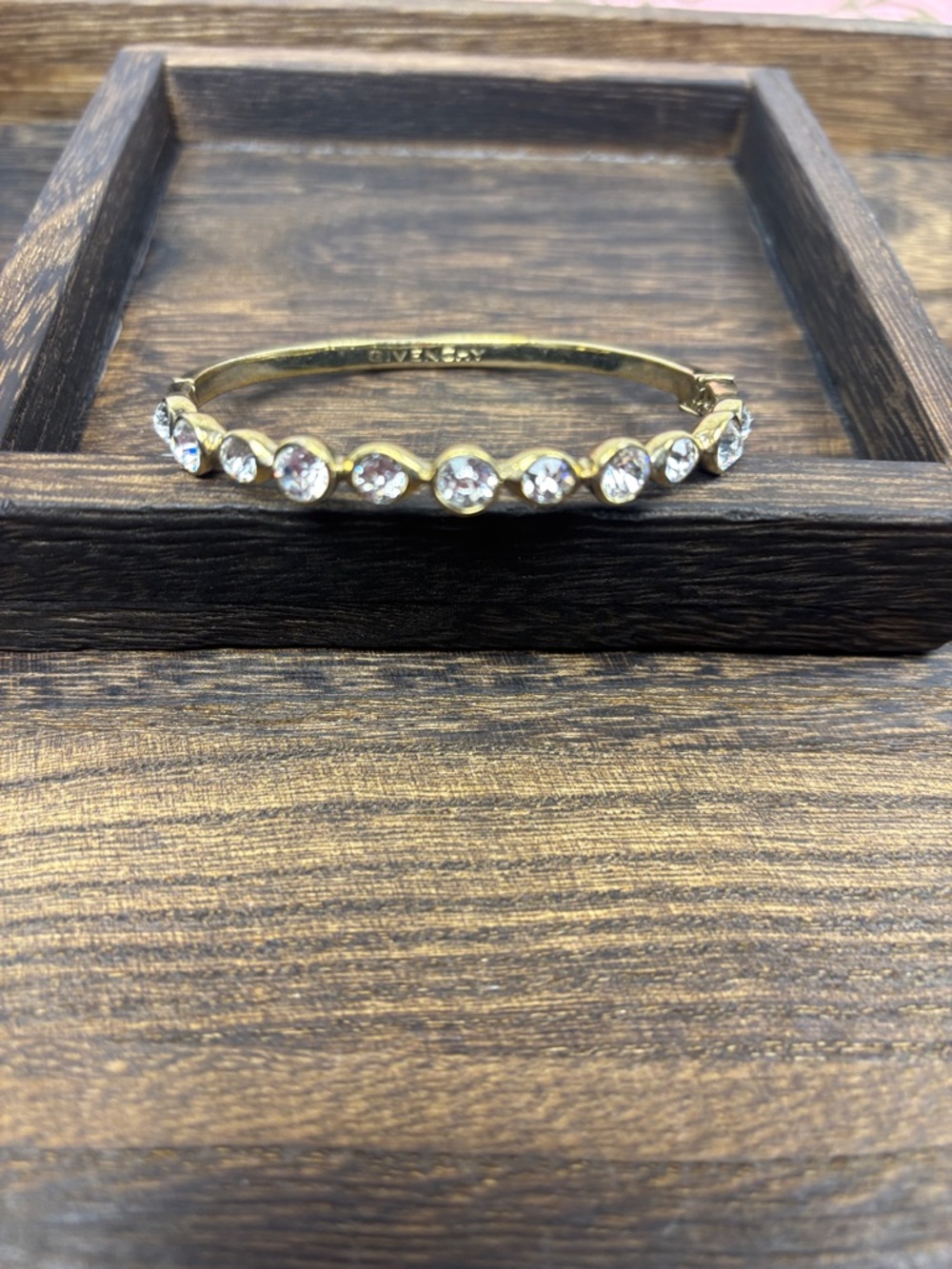 Givenchy Gold-Tone Crystal Row Bangle Bracelet
